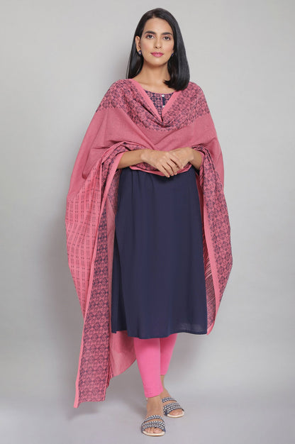 Pink Printed Cotton Dupatta