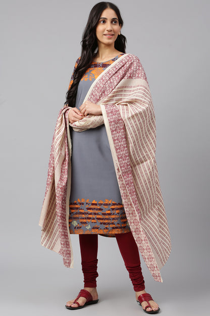 Off-White Printed Cotton Dupatta