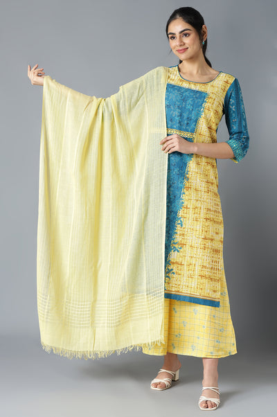 Yellow Solid Cotton Dupatta
