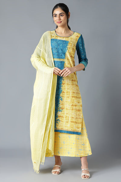 Yellow Solid Cotton Dupatta