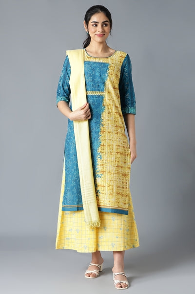 Yellow Solid Cotton Dupatta