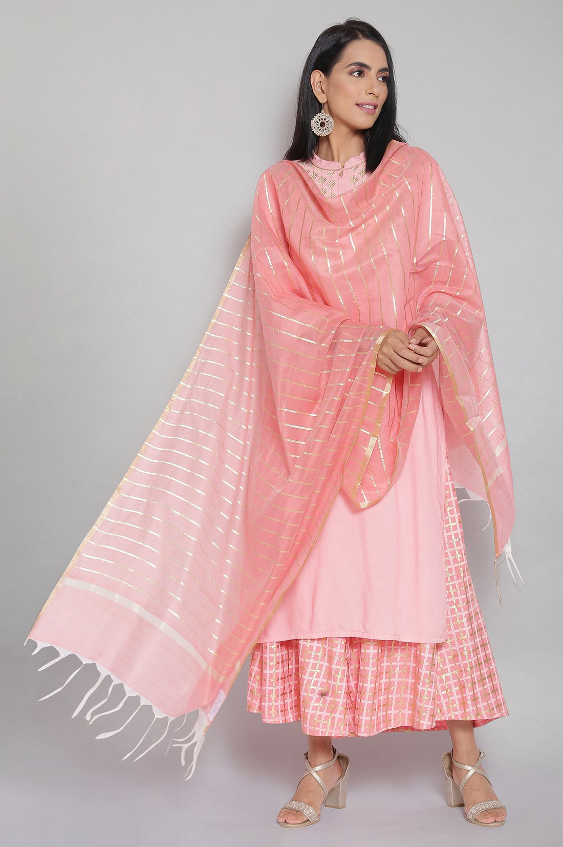 Pink Solid Dupatta