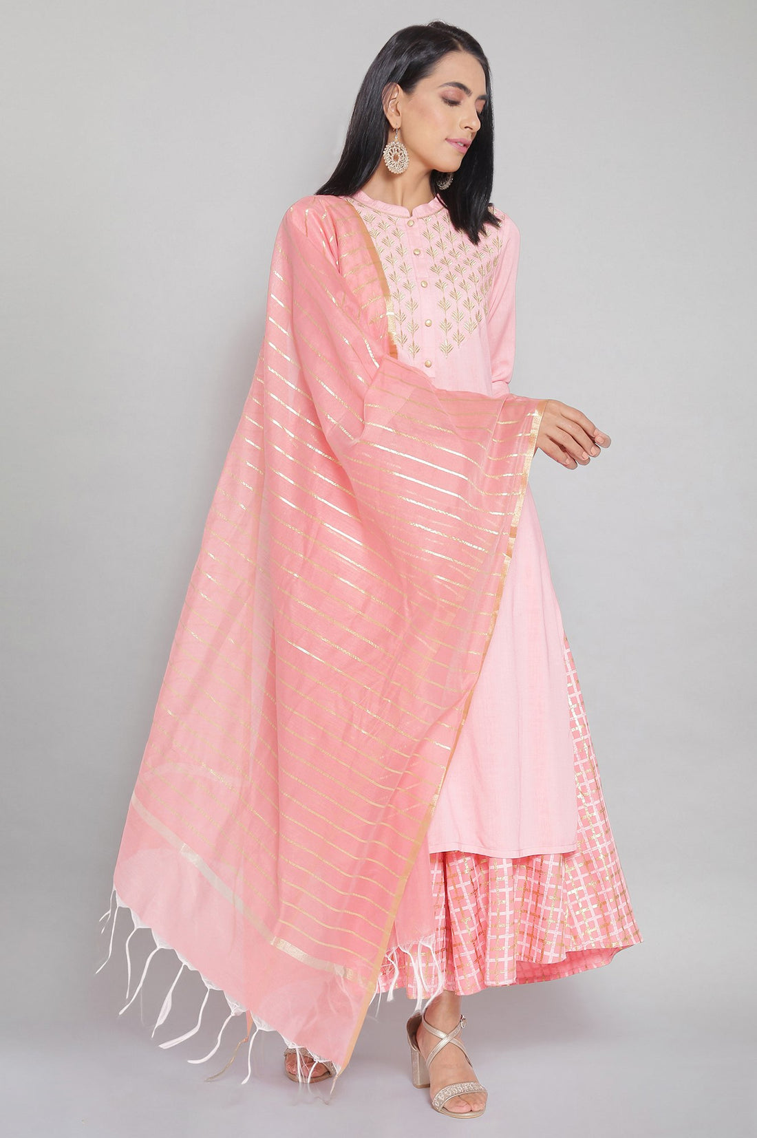 Pink Solid Dupatta