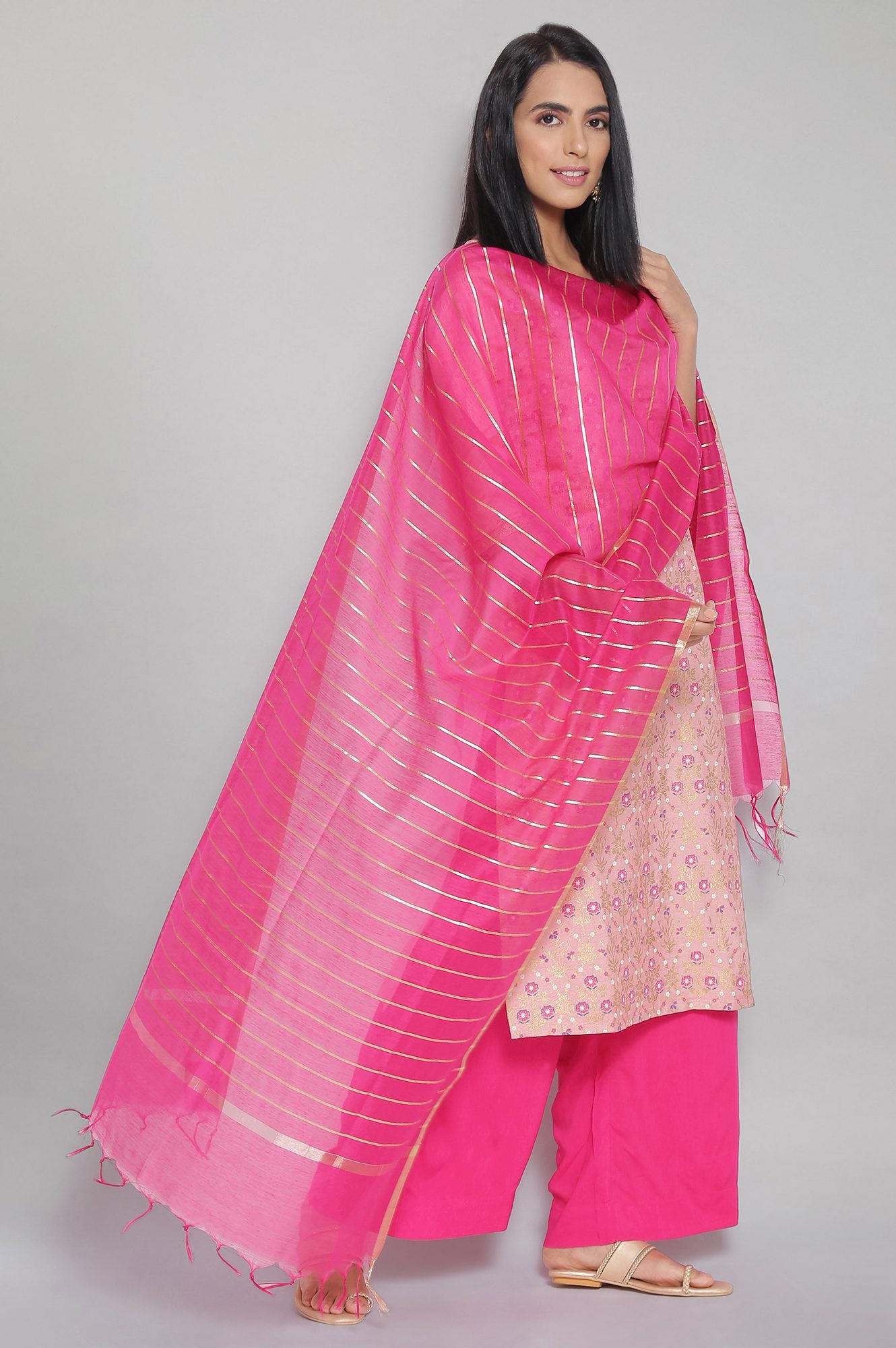 Pink Solid Dupatta