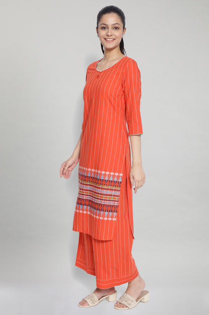 Burnt Orange Ethnic kurta and Palazzo Set