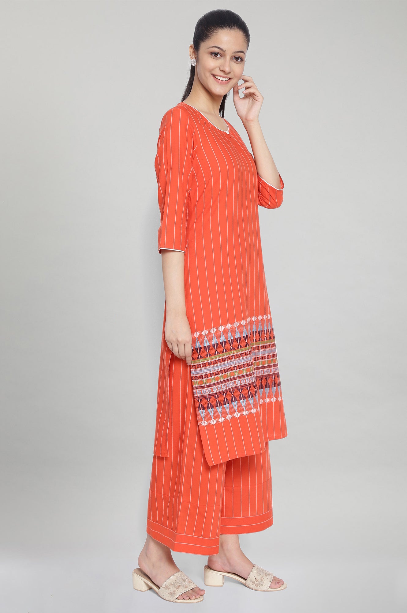 Burnt Orange Ethnic kurta and Palazzo Set