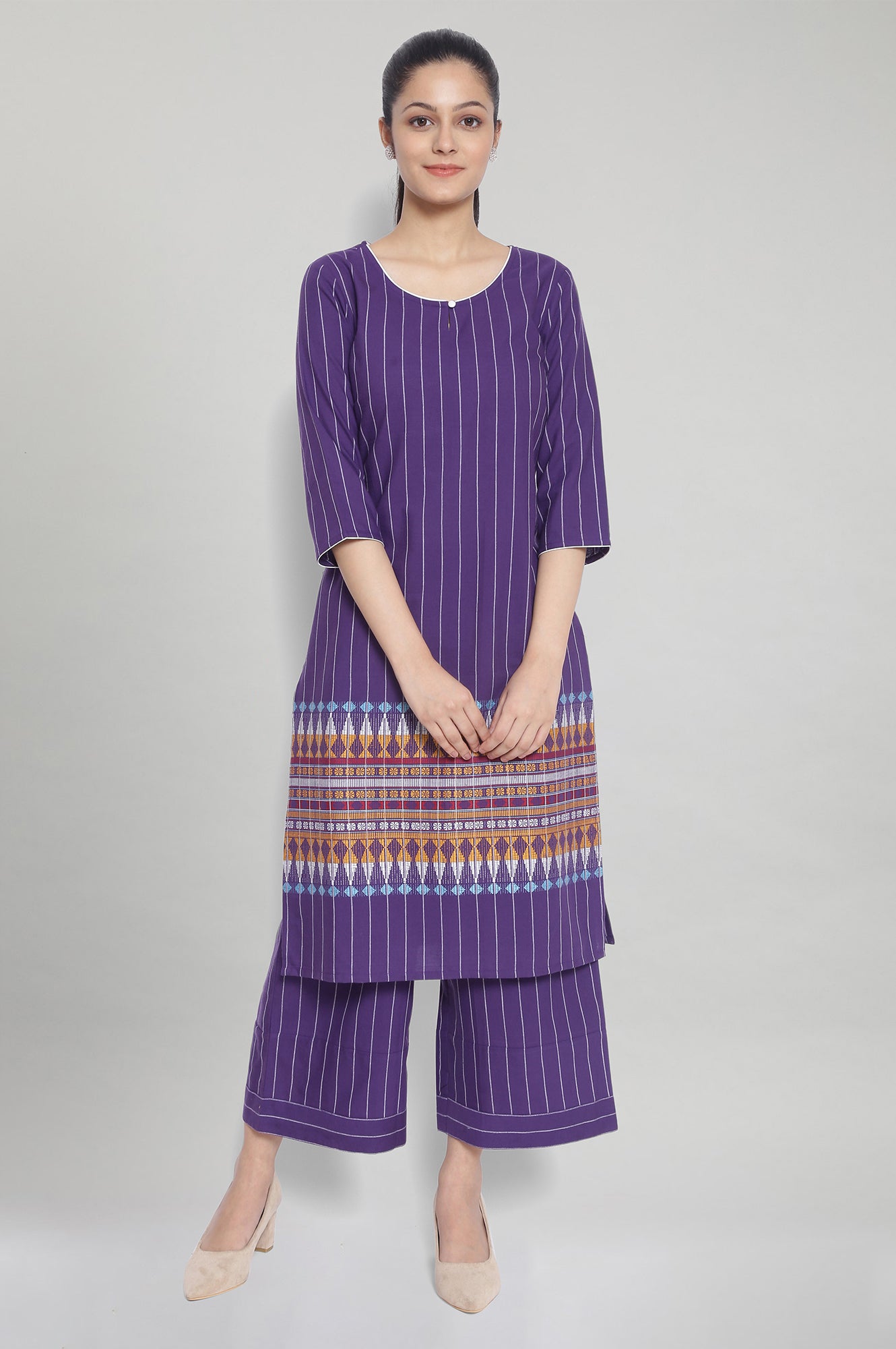 Purple Ethnic kurta and Palazzo Set