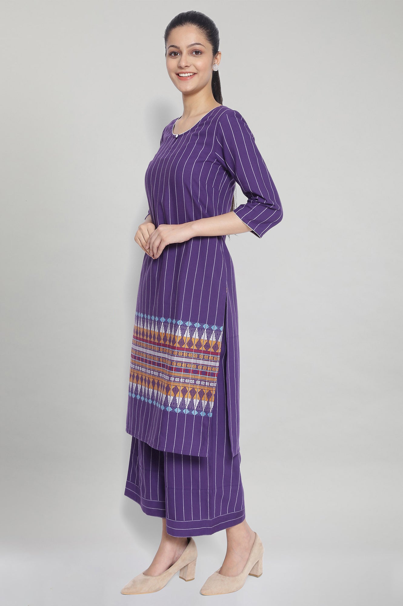 Purple Ethnic kurta and Palazzo Set