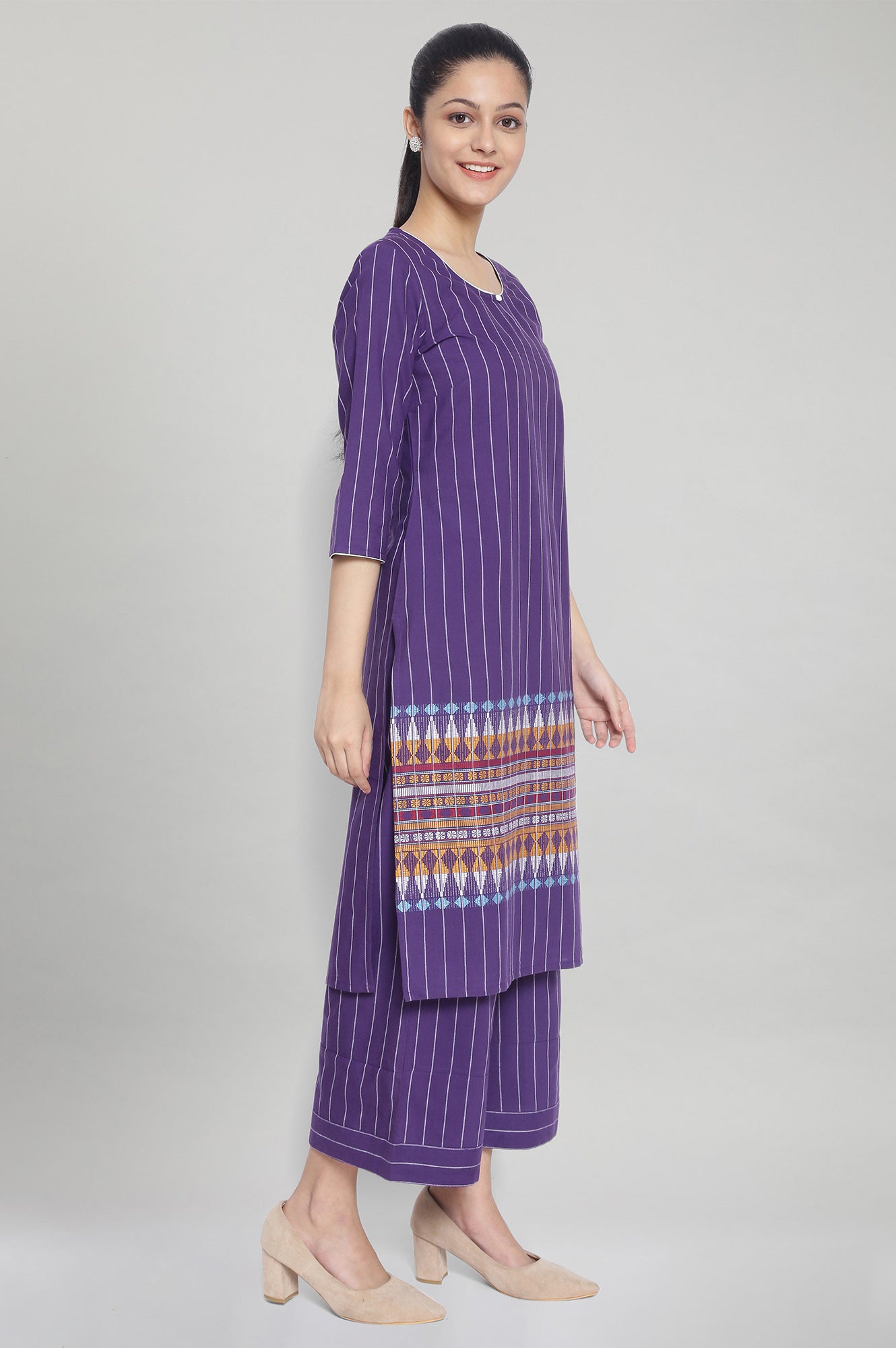 Purple Ethnic kurta and Palazzo Set