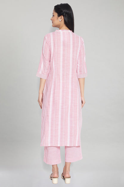 Raspberry Pink Printed kurta-Palazzo Set