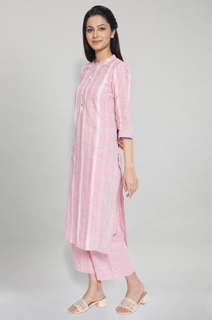 Raspberry Pink Printed kurta-Palazzo Set