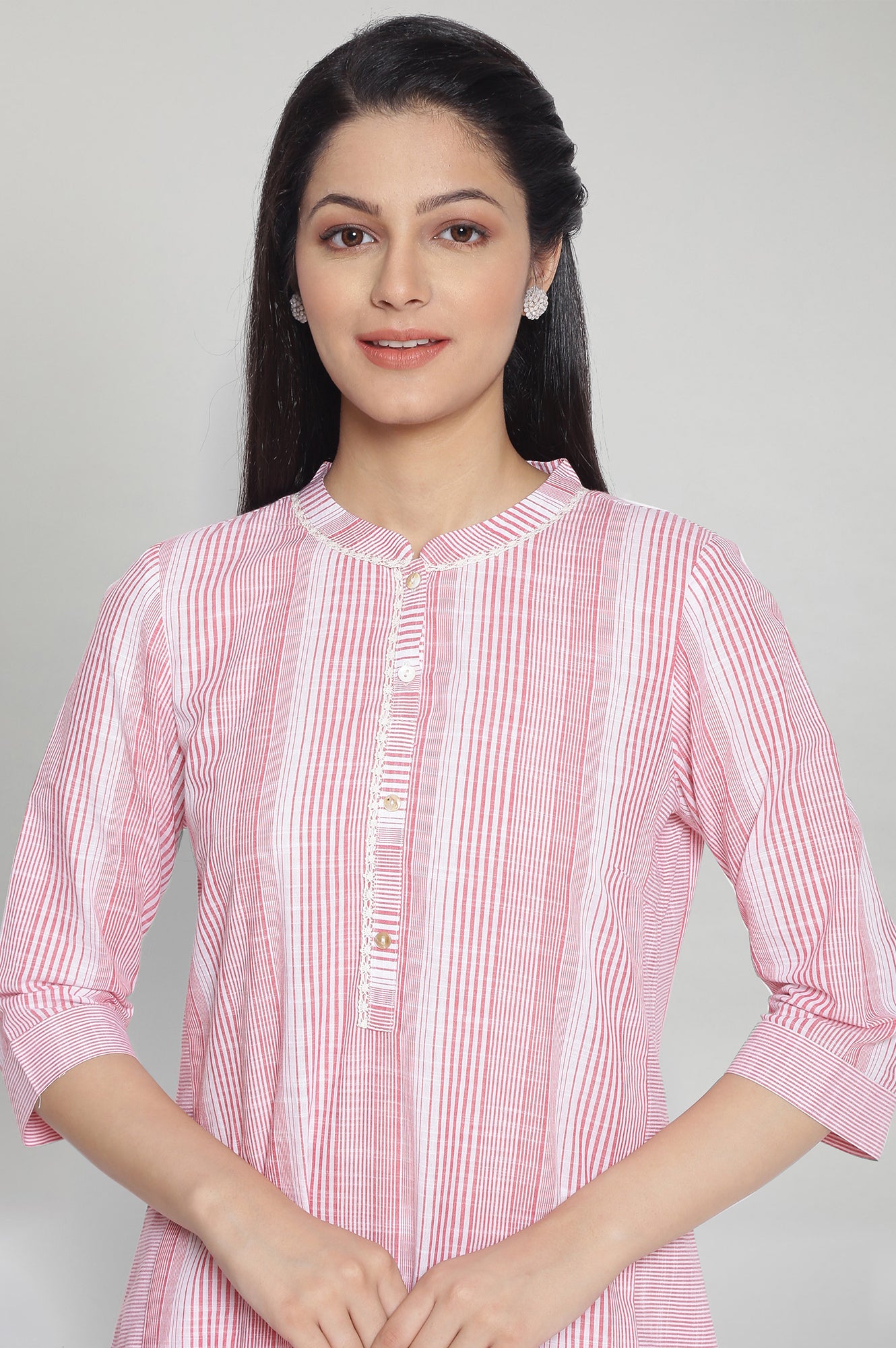 Raspberry Pink Printed kurta-Palazzo Set