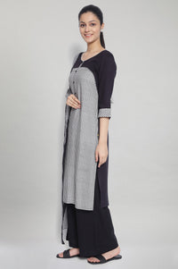 Black Printed kurta Palazzo Dupatta Set