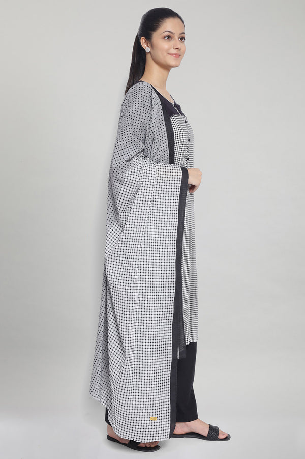 Black Printed kurta Palazzo Dupatta Set
