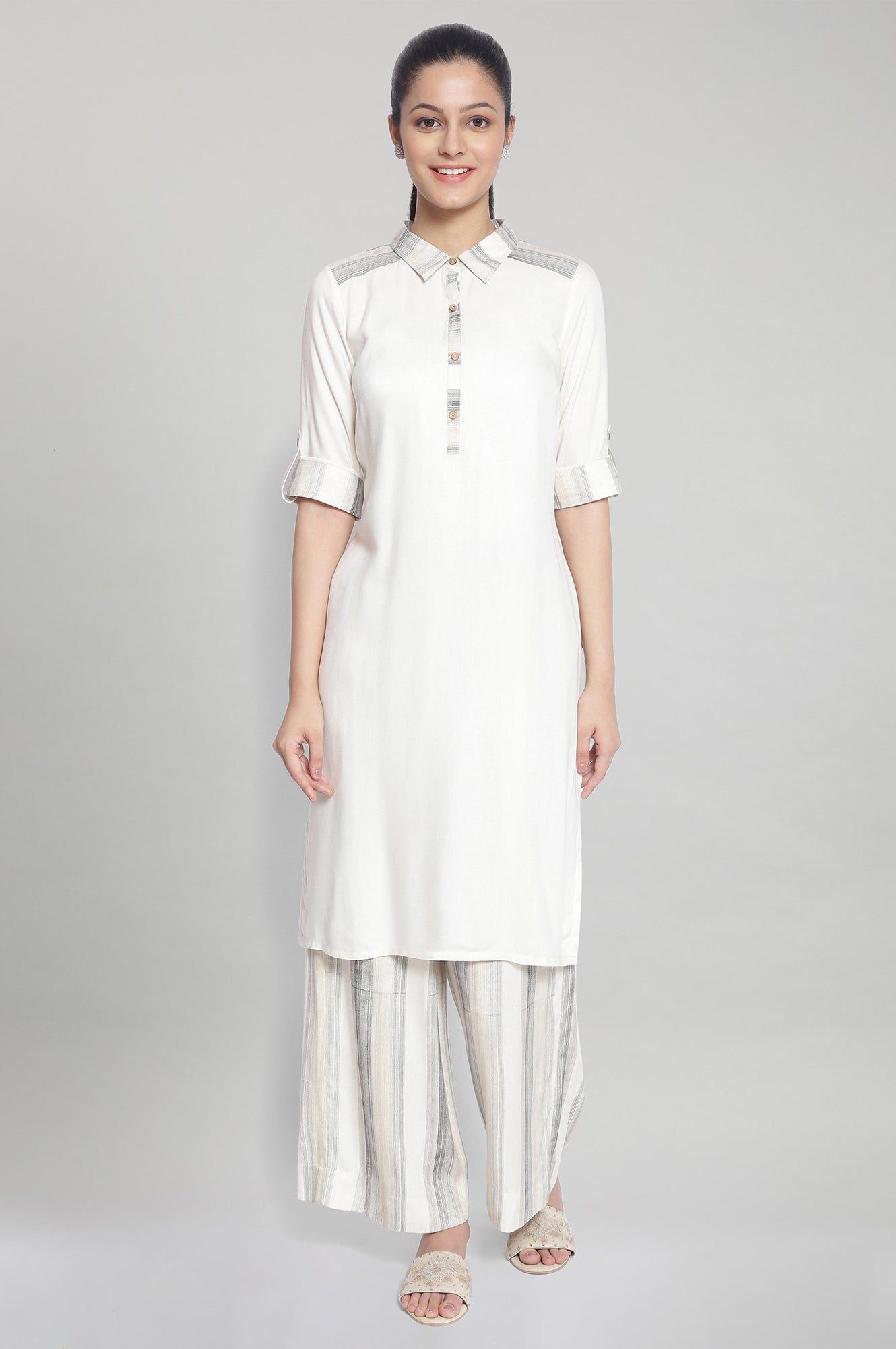 Cream kurta- Palazzo Set