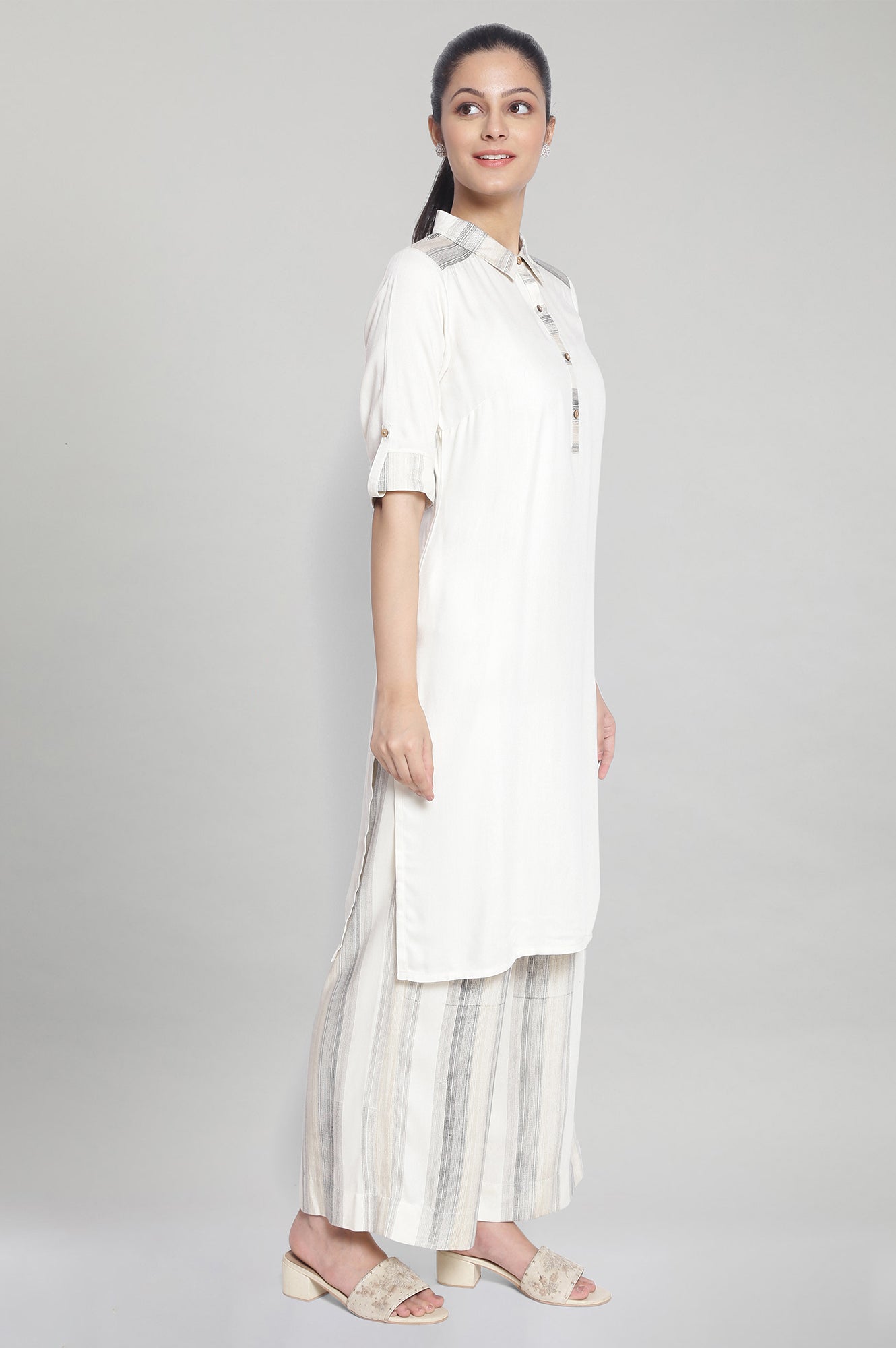 Cream kurta- Palazzo Set