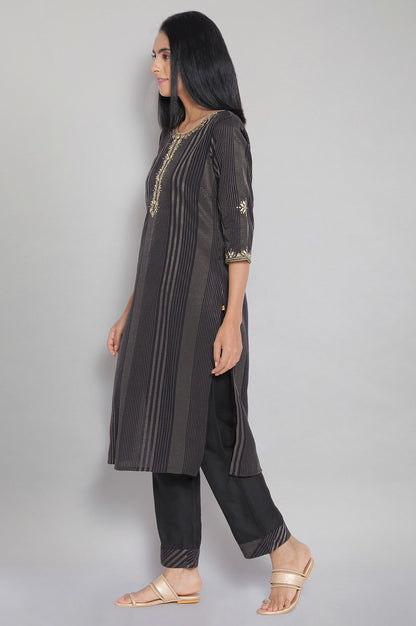 Black Yarn-Dyed kurta Palazzo Set