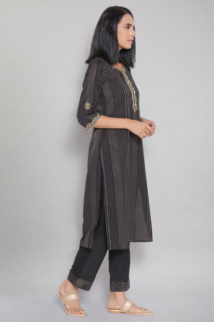 Black Yarn-Dyed kurta Palazzo Set