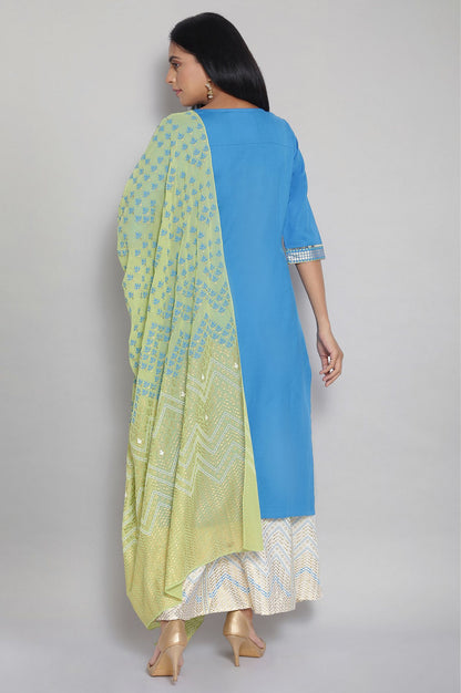 Blue kurta Skirt and Dupatta Set