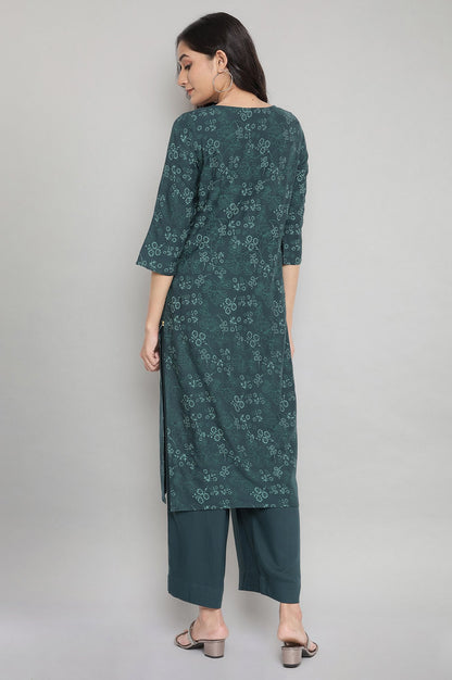 Green Floral kurta- Palazzo Set