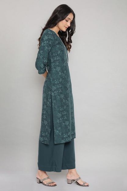 Green Floral kurta- Palazzo Set