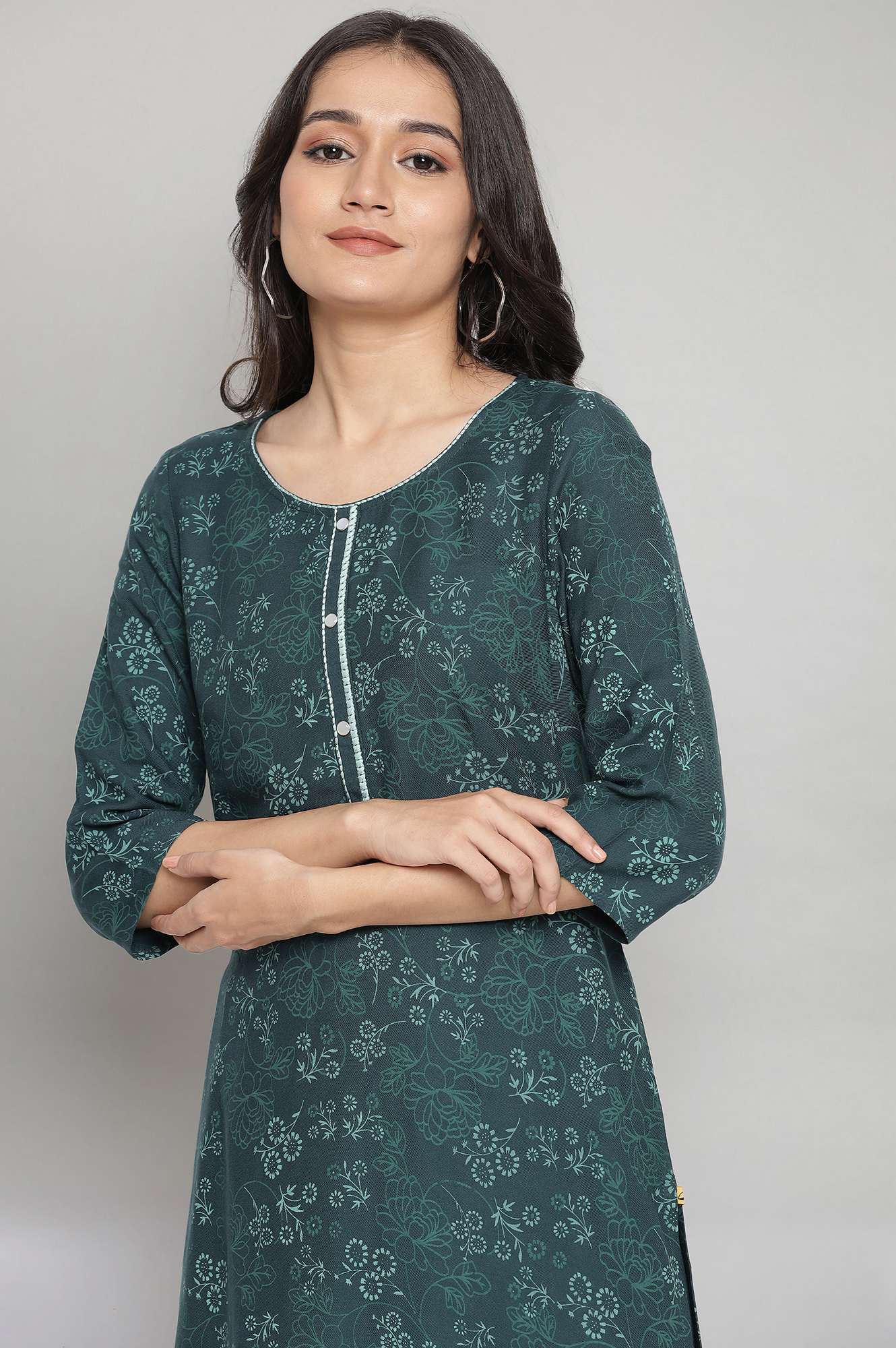 Green Floral kurta- Palazzo Set