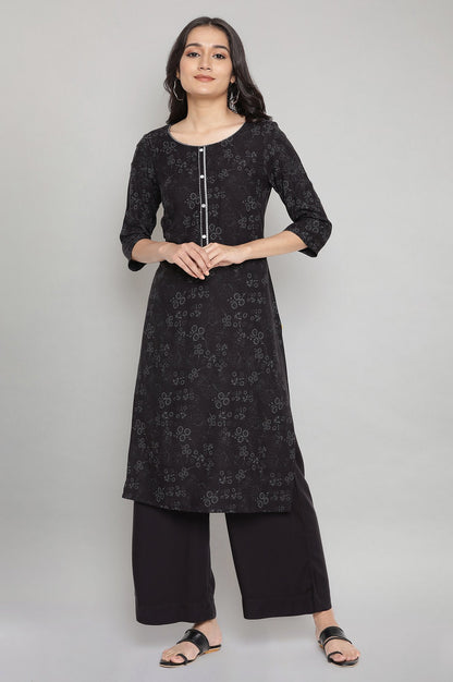 Black Floral kurta- Palazzo Set