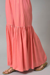 Pink Printed Straight kurta-Sharara Set