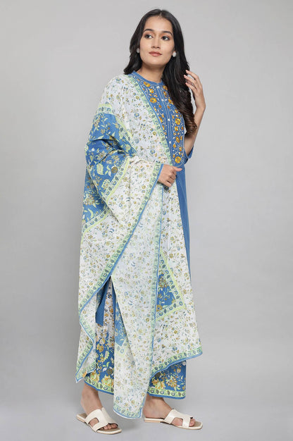 Blue Embroidered kurta Set