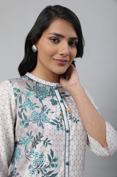 Blue Printed kurta & Trousers Set