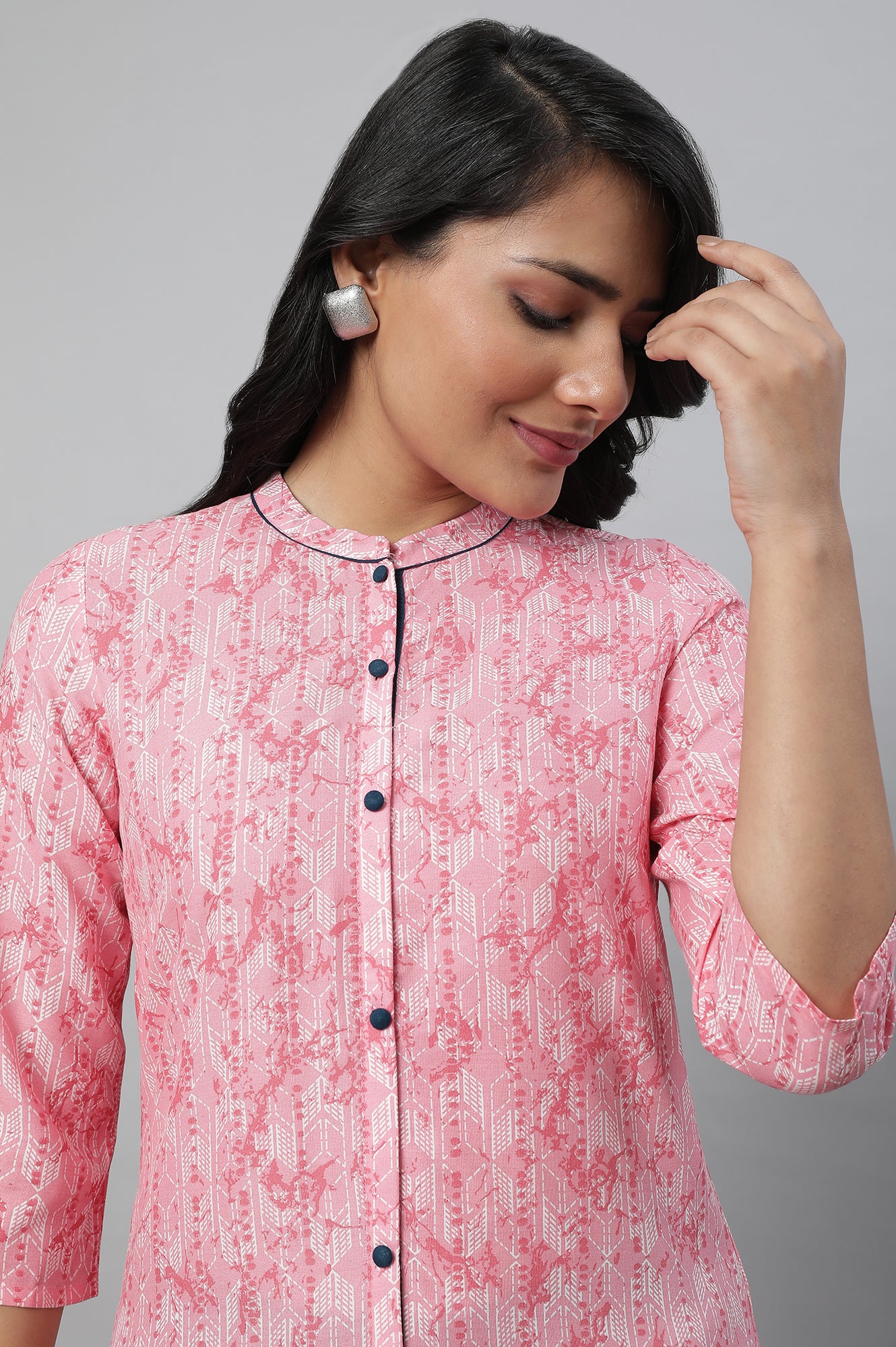 Pink Floral Print kurta &amp; Trousers Set