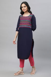 Blue Casual Kurta, Pants &amp; Dupatta Set