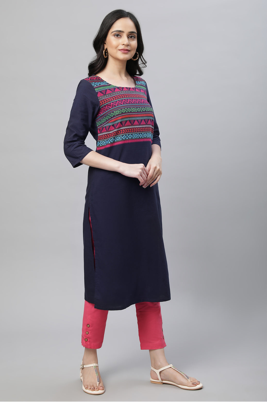 Blue Casual Kurta, Pants &amp; Dupatta Set