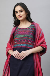 Blue Casual Kurta, Pants &amp; Dupatta Set