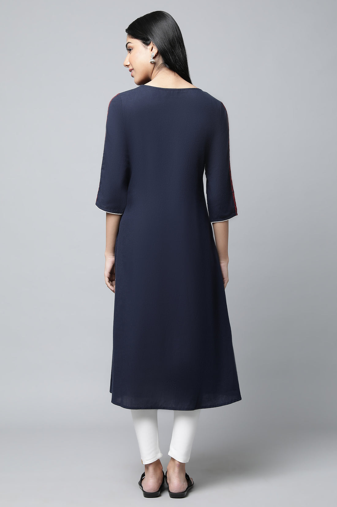 Navy And Red Ethnic kurta &amp; Tights Set