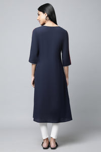 Navy And Red Ethnic kurta &amp; Tights Set