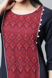 Navy And Red Ethnic kurta &amp; Tights Set
