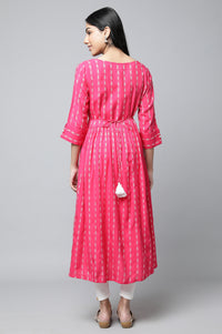 Pink Printed Ethnic kurta &amp; Tights Set