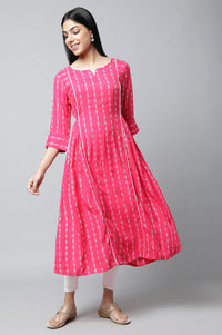 Pink Printed Ethnic kurta &amp; Tights Set