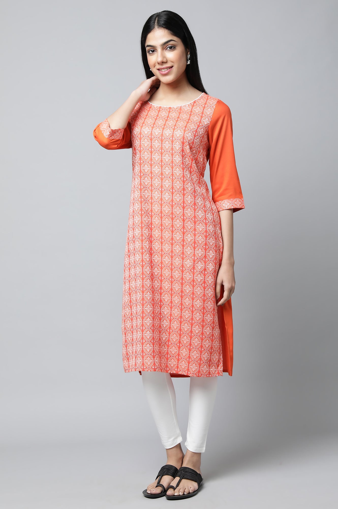 Orange Modern Ethnic kurta Set