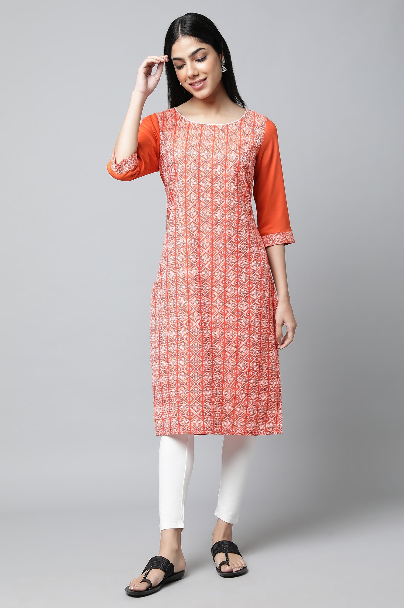 Orange Modern Ethnic kurta Set