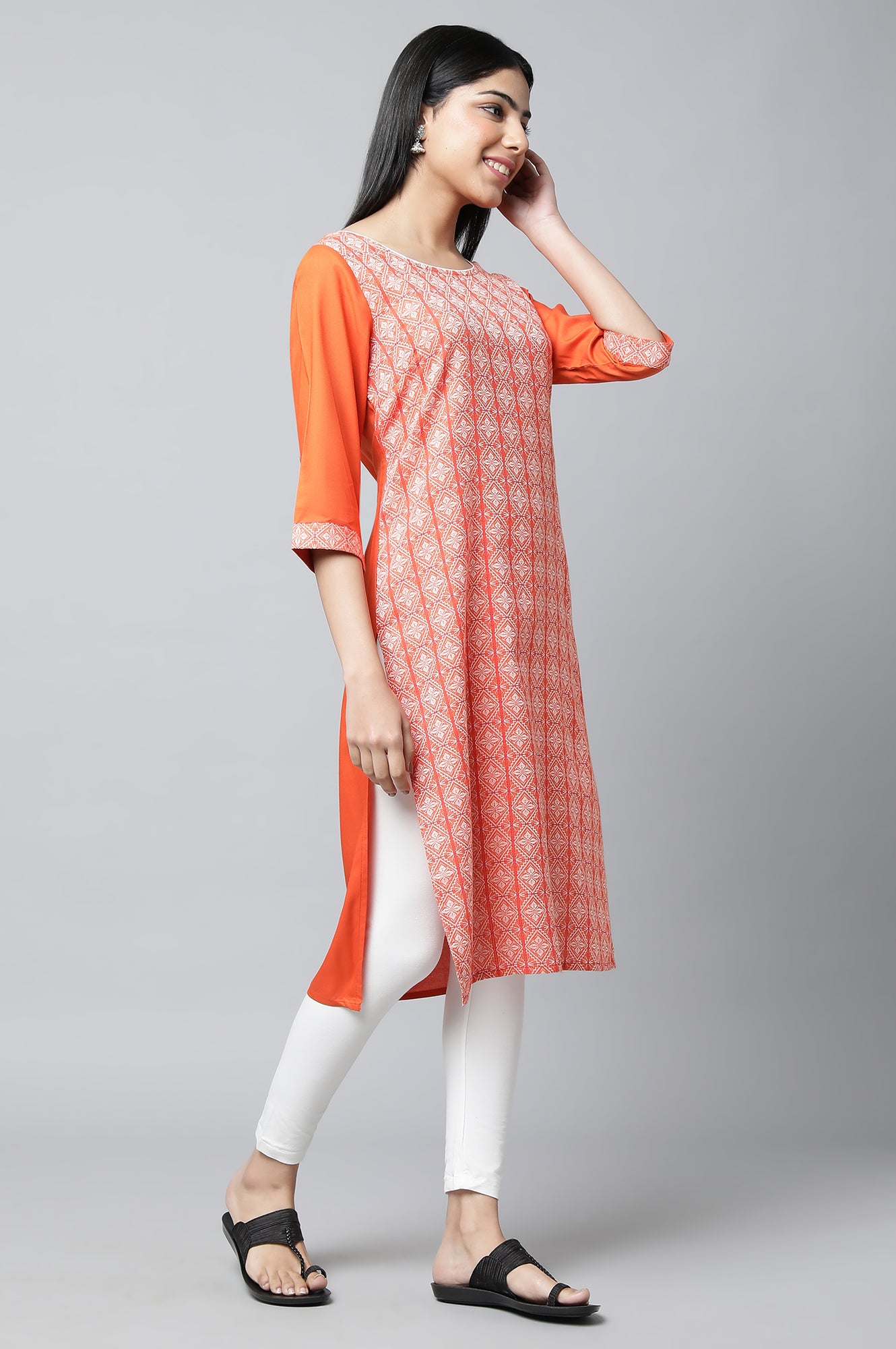 Orange Modern Ethnic kurta Set