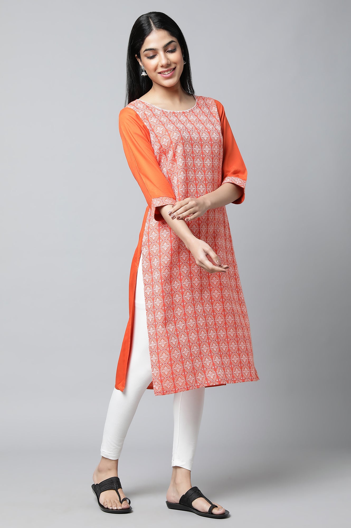 Orange Modern Ethnic kurta Set