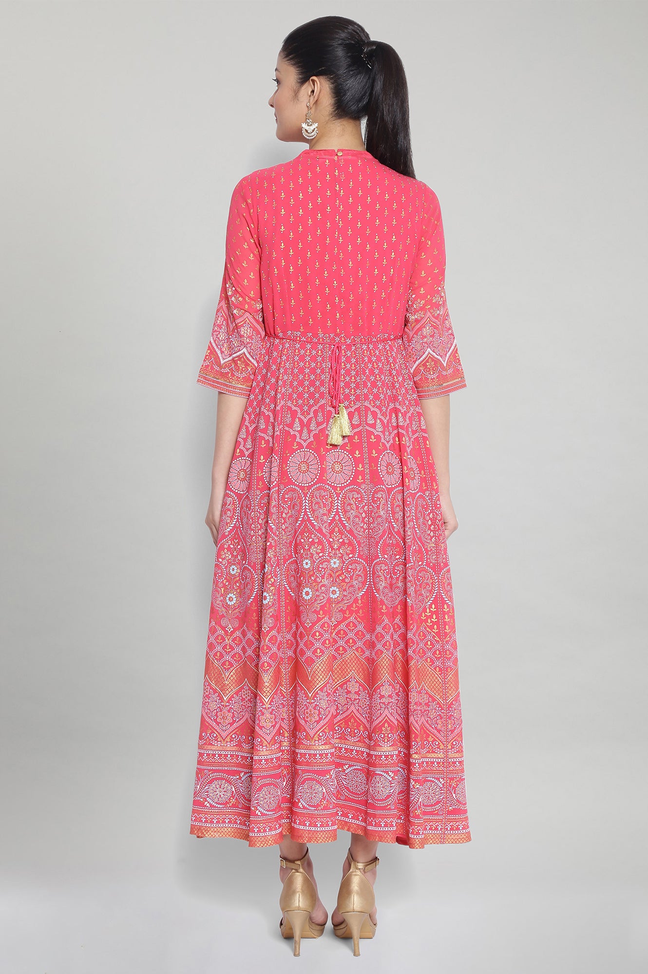 Pink Printed Ethnic Dress with Inner