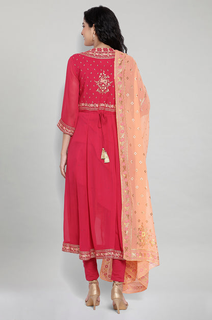 Pink kurta-Tights-Dupatta Set