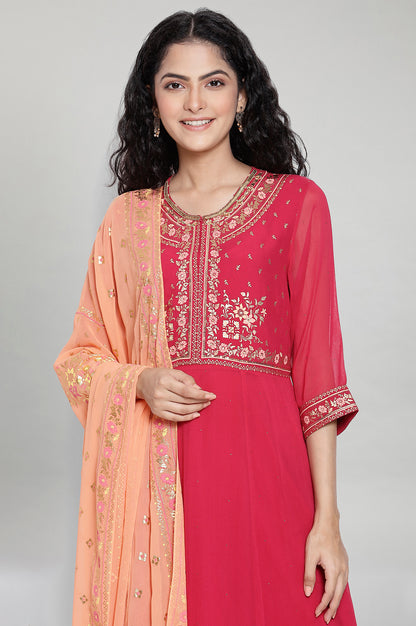 Pink kurta-Tights-Dupatta Set