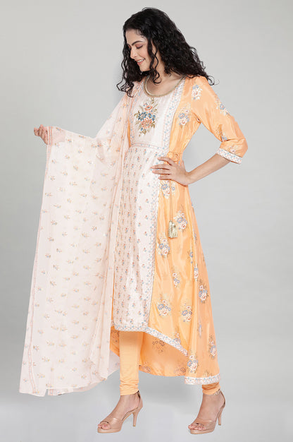 Peach kurta-Tights- Dupatta Set