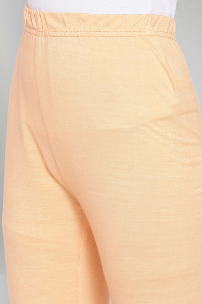 Peach kurta-Tights- Dupatta Set