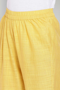 Yellow Embroidered kurta-Trousers-Pink Dupatta Set