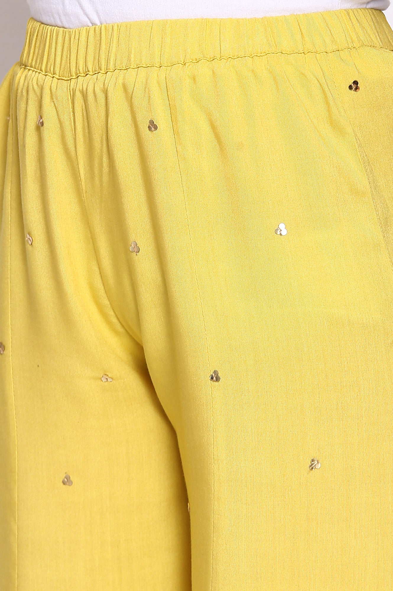 Yellow Printed kurta-Palazzos-Dupatta Girls Set